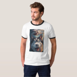 Camiseta Rouco e tubarão Fantasia Submarina Ringer Tee