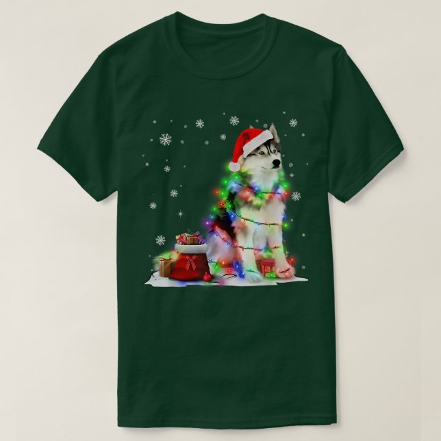 Camiseta Rouco Engraçado Árvore de Natal Luzes de Natal Xma (Frente do Design)