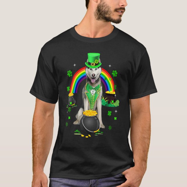 Camiseta Rouco Engraçado Sibir Leprechaun Shamrock Rua Patr (Frente)