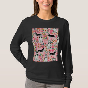 Camiseta Rouco Floral Cães E Florais Vintage Padrão P