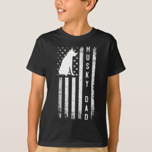 Camiseta Rouco Lover Gift Siberian Husky Pai American Flag