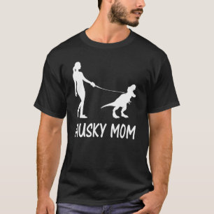Camiseta Rouco Mãe Siberiana Husky Mama Dog Dinossaur Mulhe