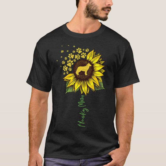 Camiseta Rouco Mãe Sunflower Siberian Hussein Cachorro Mãe  (Frente)