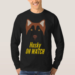 Camiseta Rouco Na Cabeça De Relógio Do Husky Siberiano