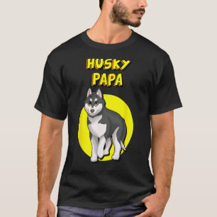 Camiseta Rouco Papá Negro e Branco Sibéria Husky Pai Irmão