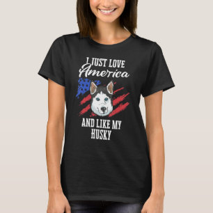 Camiseta Rouco Siberian Husky Dog Usa Flag
