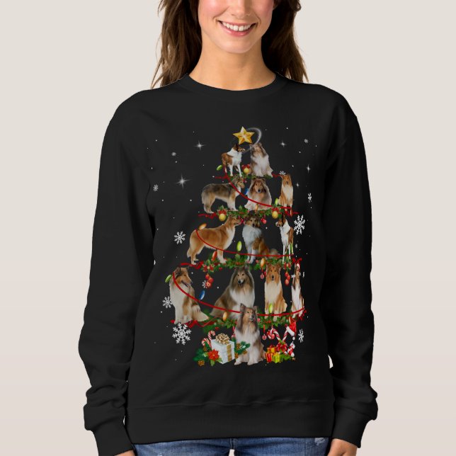 Camiseta Rough Collie Christmas Tree Lights Sweet Dog Chr (Frente)