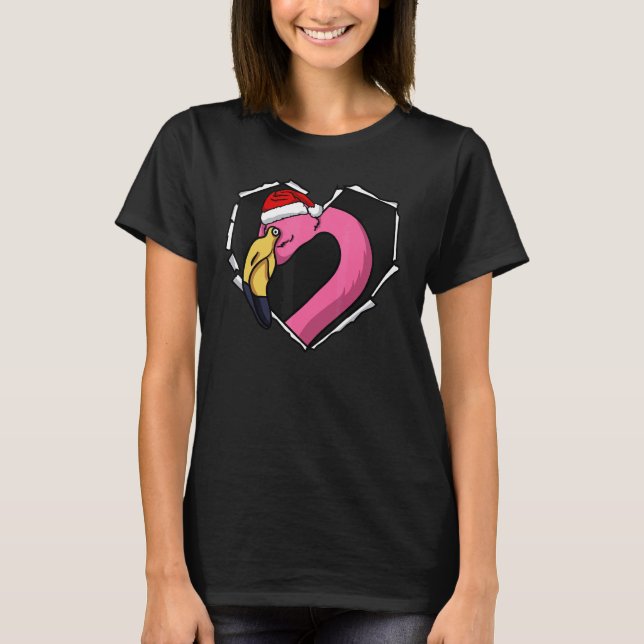 Camiseta Roun Cloth Flamingo Face Com Buraco De Natal H (Frente)