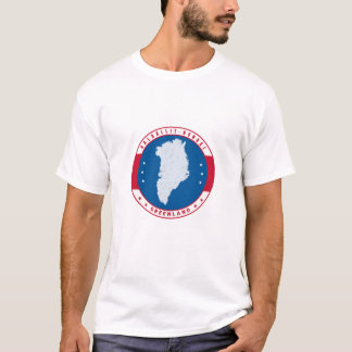 Camiseta Round Emblem Red Groelândia Mapa Kalaallit Nunaat