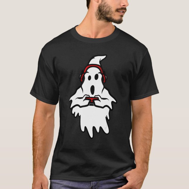 Camiseta roupa assustadora de fantasma de Halloween videoga (Frente)
