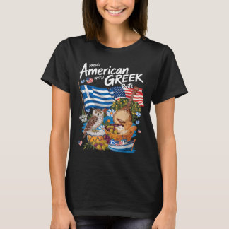 Camiseta Roupa Com A Bandeira Grega Americana Para Mulheres