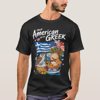Camiseta Roupa Com A Bandeira Grega Americana Para Mulheres