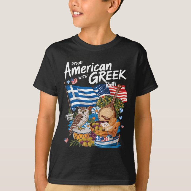 Camiseta Roupa com Bandeira Americana Grega para Mulheres G (Frente)