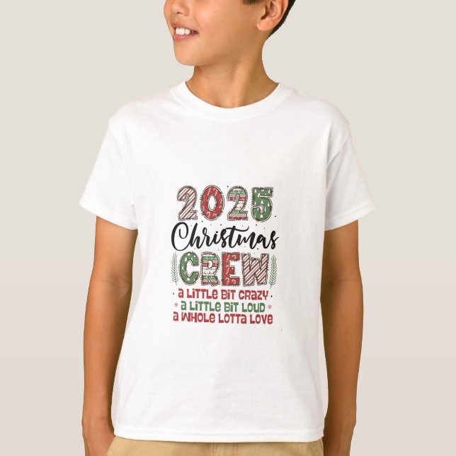 Camiseta Roupa Combinada de Natal da Equipe de Natal 2025  (Frente)
