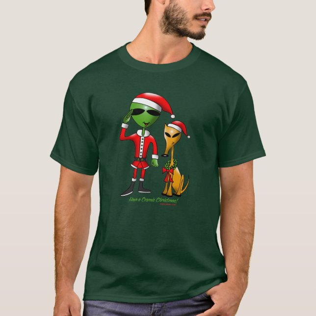 Camiseta Roupa cósmico da obscuridade do Natal 2 (Frente)