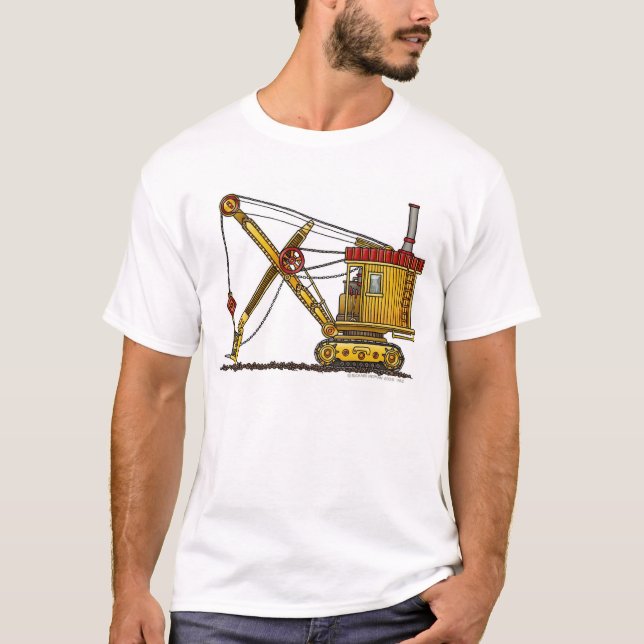 Camiseta Roupa da construção do escavador da pá de vapor (Frente)