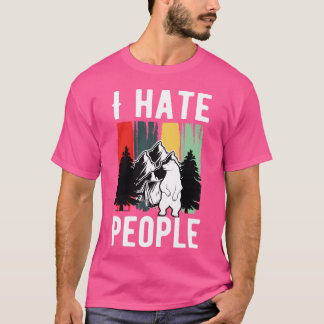Camiseta Roupa de acampamento vintage de urso diz Eu odeio 