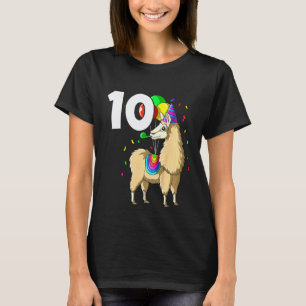 Camiseta Roupa de Aniversário de 10 anos de Lhama para Cria