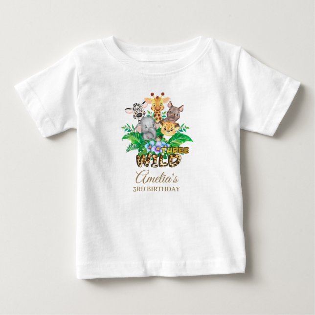 Camiseta Roupa de aniversário de 3 anos para Garotas Selvag (Frente)