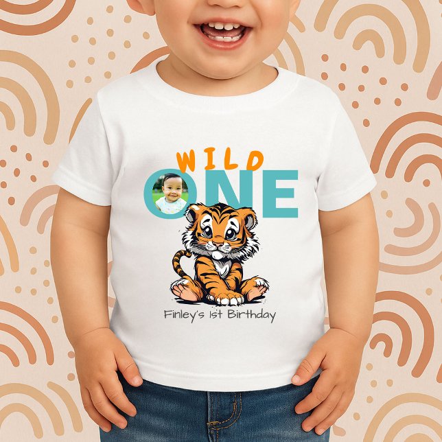 Camiseta Roupa de Aniversário de Um Ano do Tigre Wild ONE p (Criador carregado)