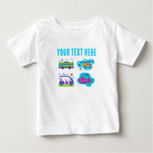 Camiseta Roupa de Bebê Aventura de Transporte de Desenho An