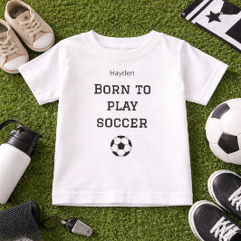Camiseta Roupa de Bebê Nome Nascido para Jogar Futebol