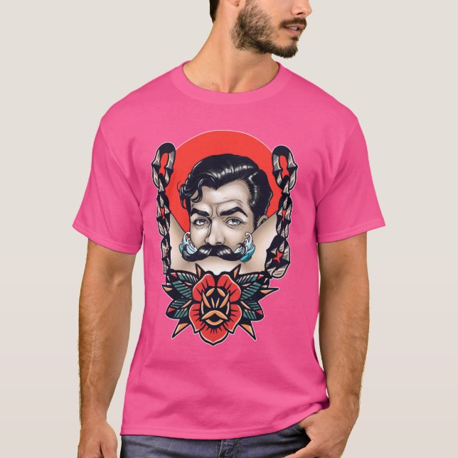 Camiseta Roupa de Bigode Engraçado Bigode de Barbeiro Engra (Frente)