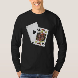 Camiseta Roupa de Blackjack Carta de Baralho