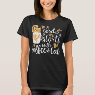 Camiseta Roupa De Café E Gatos Para Homens, Gatos, Fu