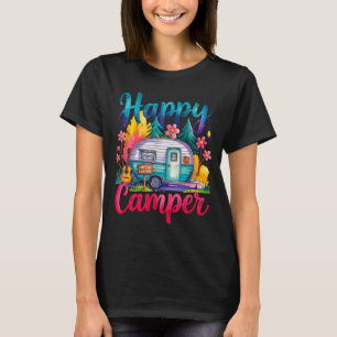 Camiseta Roupa de camping divertida e feliz para trailer de