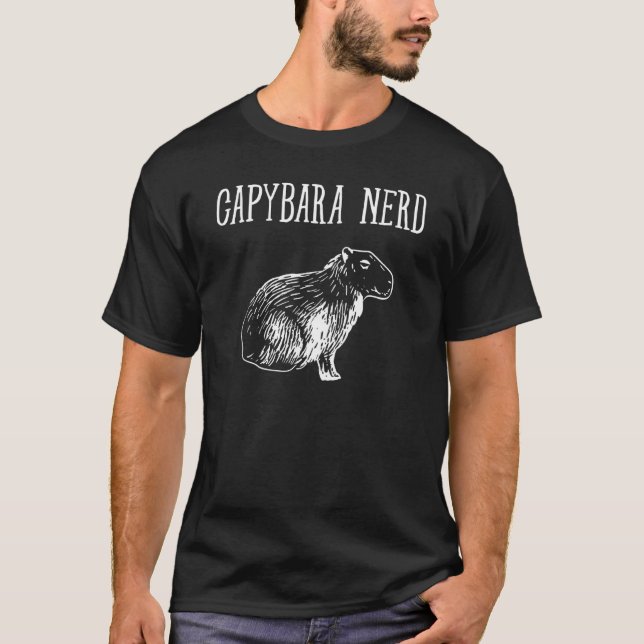 Camiseta Roupa de Capivara Nerd Fofa de Capivara para Menin (Frente)