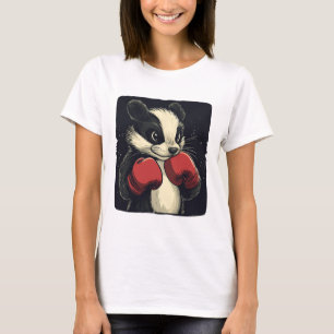 Camiseta Roupa de Cara de Gambá Engraçada com Luvas de Boxe