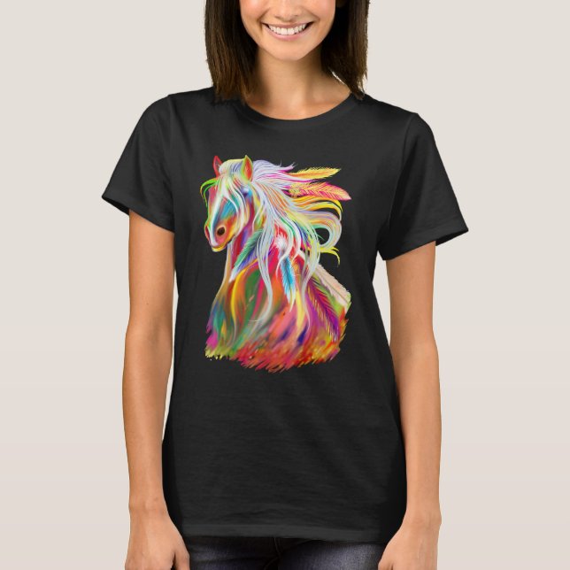 Camiseta Roupa de Cavalos de Amor para Meninas Mulheres Cab (Frente)