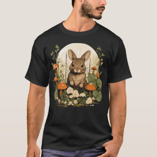 Camiseta Roupa de Cogumelo Estético Coelho Cottagecore Para