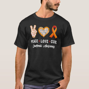 Camiseta Roupa de Conscientização da Paz Amor Cura Leucemia