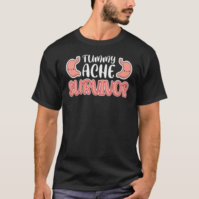 Camiseta Roupa de Conscientização sobre Dor de Estômago Sob (Frente)