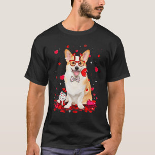 Camiseta Roupa de Coração de Cachorro Corgi Fofo do Dia dos