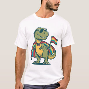 Camiseta Roupa de Dinossauro Orgulho Fofo em Vetor Design_1
