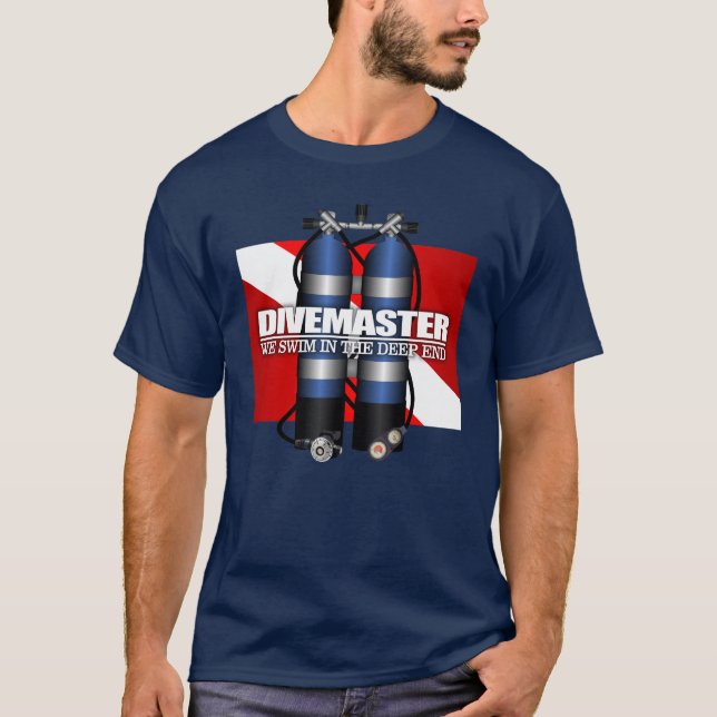 Camiseta Roupa de Divemaster (Tanques Scuba) (Frente)