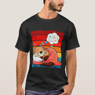 Camiseta Roupa de dormir de animal de lontra adormecida Pjs