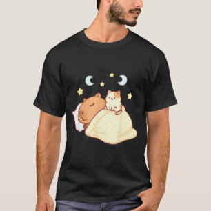 Camiseta Roupa de dormir fofa de capivara Kawaii Sleepybara