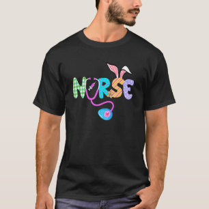Camiseta Roupa de Enfermeira de Páscoa Fofa Orelhas de Coel