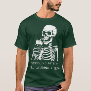 Camiseta Roupa de Esqueleto Engraçado Preguiçoso para Homen