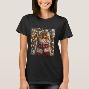 Camiseta Roupa de Felino de Gato de Natal Exótico de Shorth