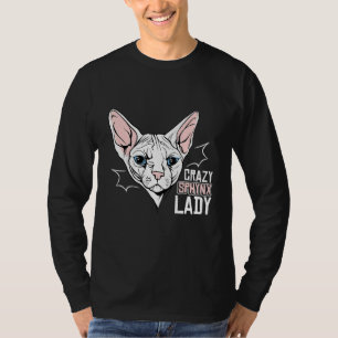 Camiseta Roupa De Gata De Sphynx Louca Para Gatinho Animal 