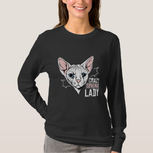 Camiseta Roupa De Gata De Sphynx Louca Para Gatinho Animal 