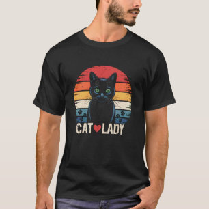 Camiseta Roupa de Gata Vintage Engraçada Gráfica de Gato Re