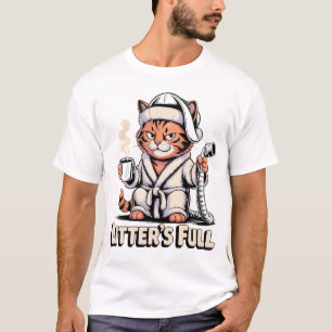 Camiseta Roupa de Gato Mal-Humorado com Caixa de Areia Chei