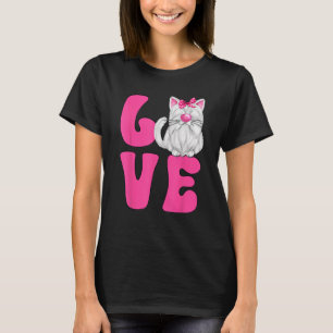 Camiseta Roupa De Gato Roxo Para Mulheres E Gato Rosa Mãe Q