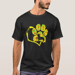 Camiseta Roupa de girassol de pata de Corgi de amor